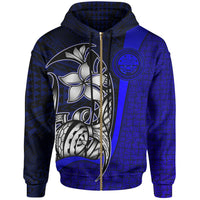 Federated States of Micronesia Zip up Hoodie Blue Turtle with Hook Unisex Blue - Polynesian Pride