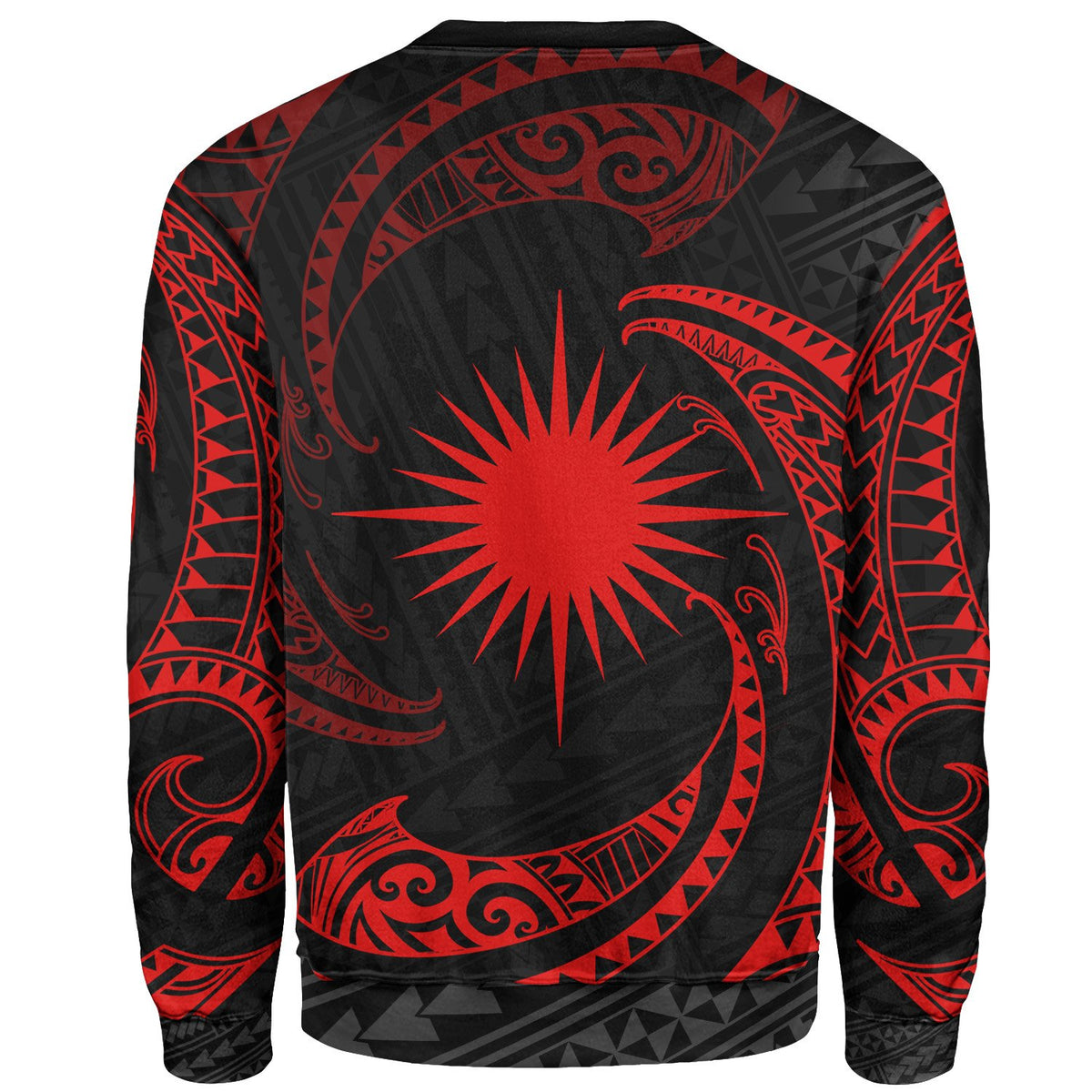Marshall Islands Polynesian Custom Personalised Sweater - Red Tribal Wave - Polynesian Pride
