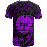 Tahiti Polynesian Custom T Shirt Purple Tribal Wave - Polynesian Pride