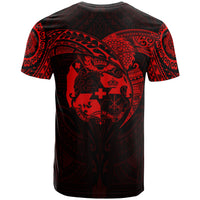 Tonga Polynesian T Shirt Full Color Heart Shield - Polynesian Pride