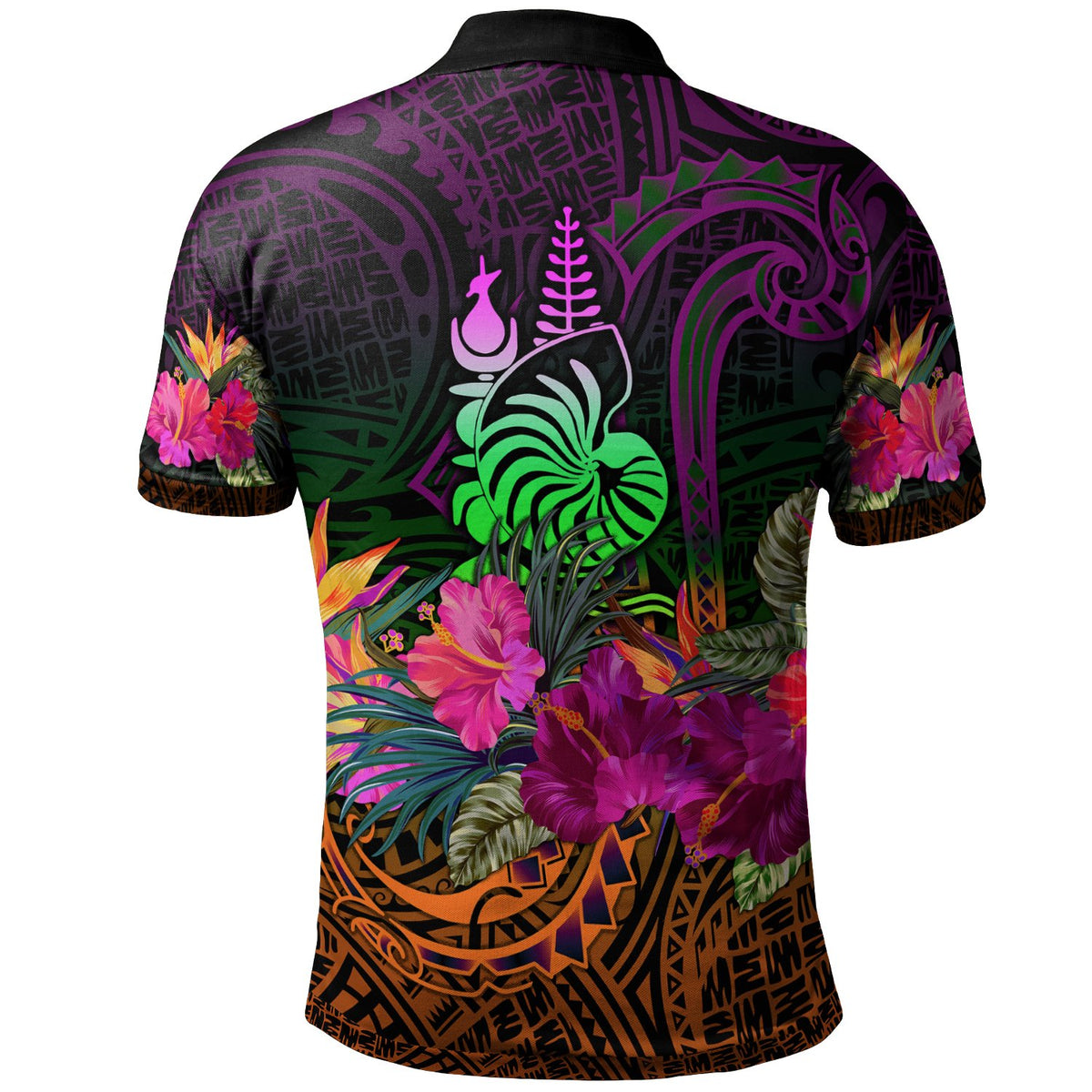 New Caledonia Polynesian Custom Polo Shirt Summer Hibiscus - Polynesian Pride