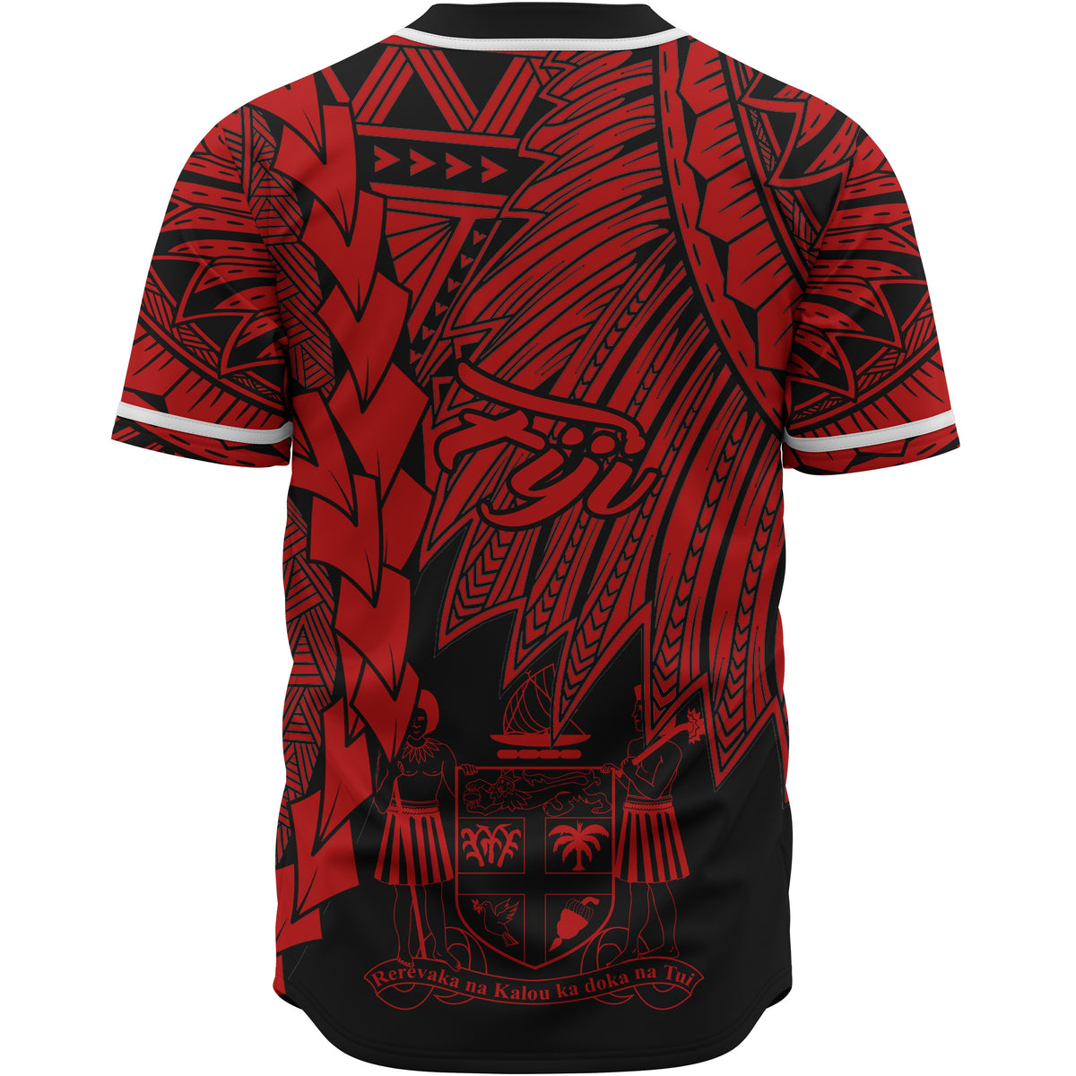 Fiji Polynesian Custom Personalised Baseball Shirt - Tribal Wave Tattoo Red - Polynesian Pride