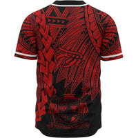 Fiji Polynesian Custom Personalised Baseball Shirt - Tribal Wave Tattoo Red - Polynesian Pride