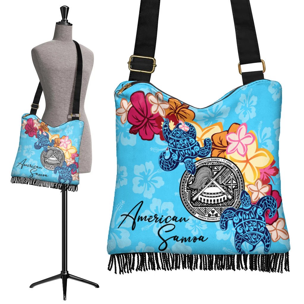 American Samoa Boho Handbag - Tropical Style One Size Boho Handbag Black - Polynesian Pride