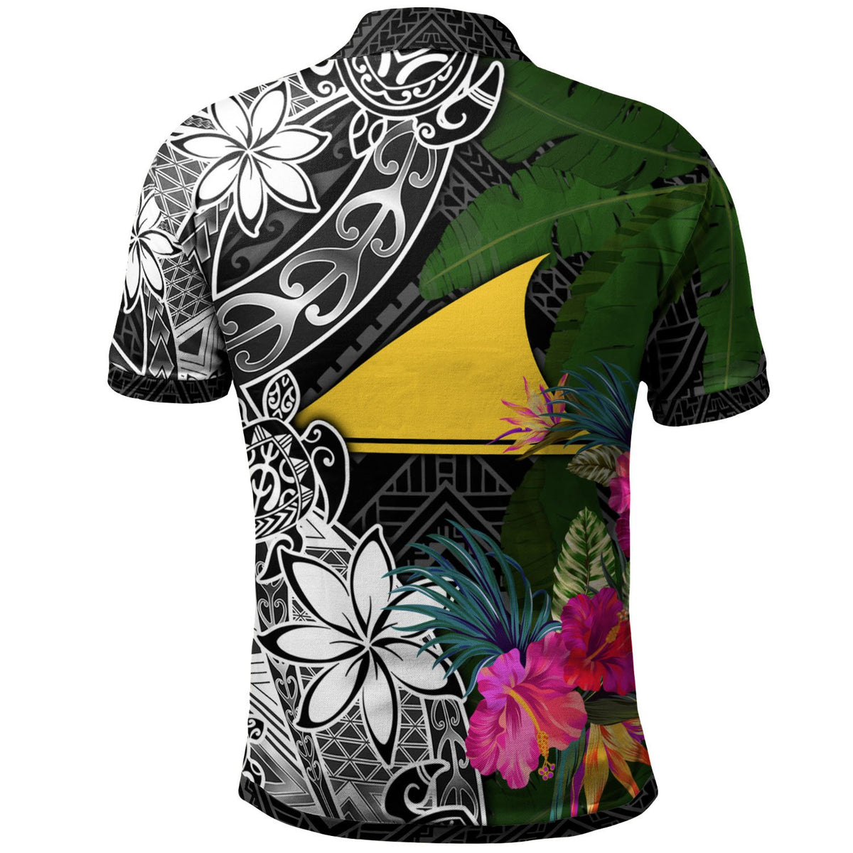 Tokelau Polo Shirt Turtle Plumeria Banana Leaf - Polynesian Pride