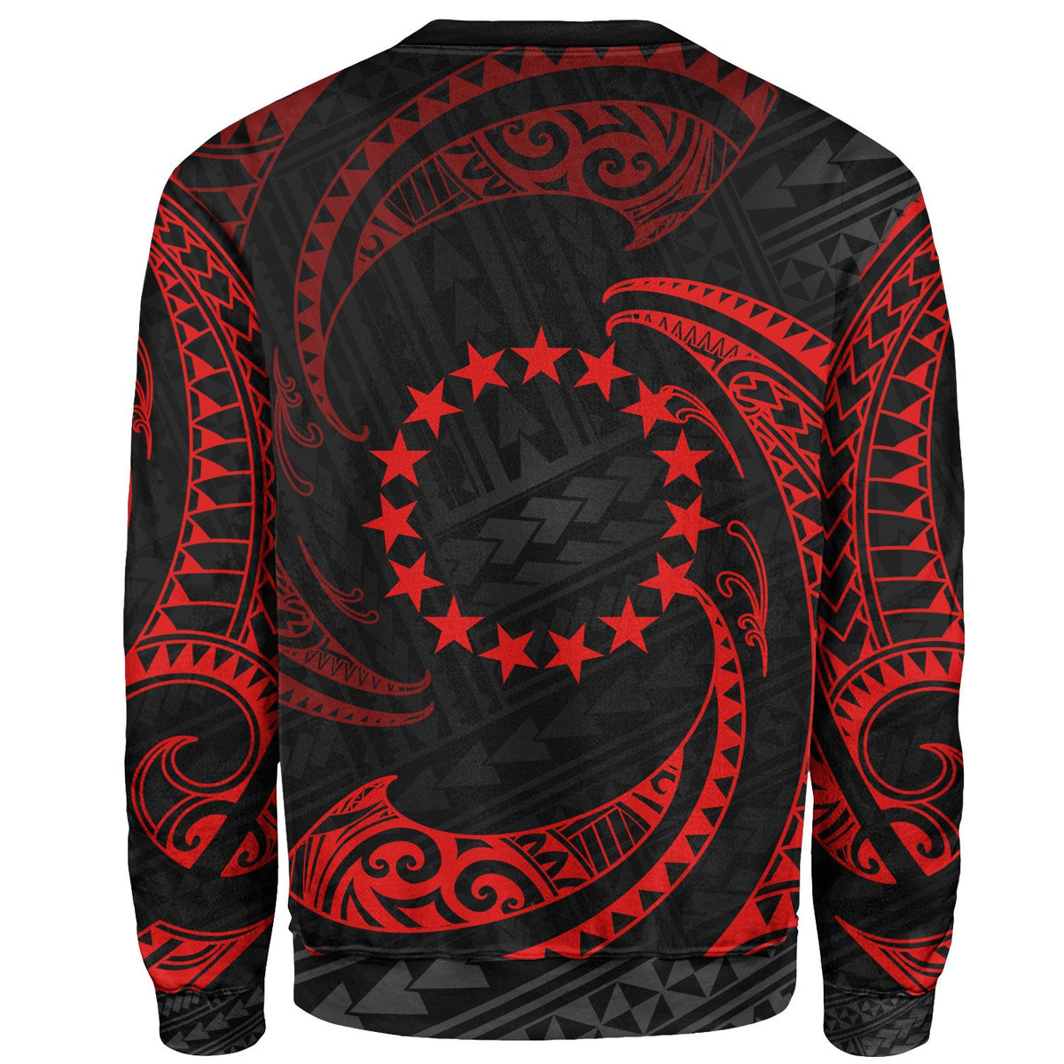Cook Islands Polynesian Custom Personalised Sweater - Red Tribal Wave - Polynesian Pride
