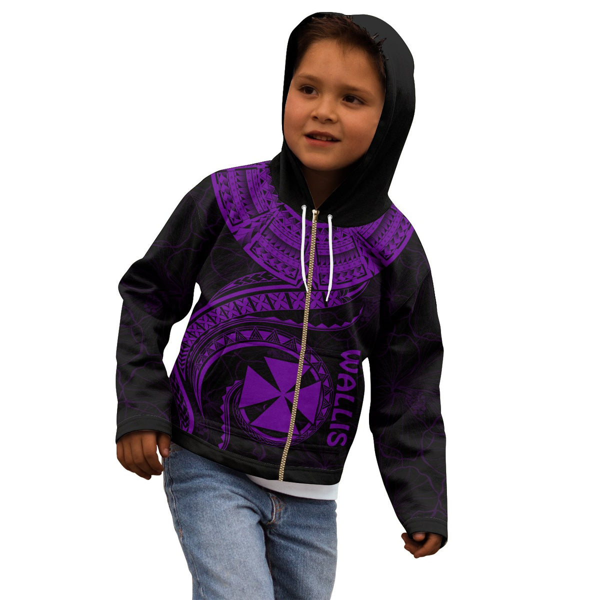 Wallis and Futuna Polynesian Zip up Hoodie Wallis and Futuna Waves (Purple) - Polynesian Pride