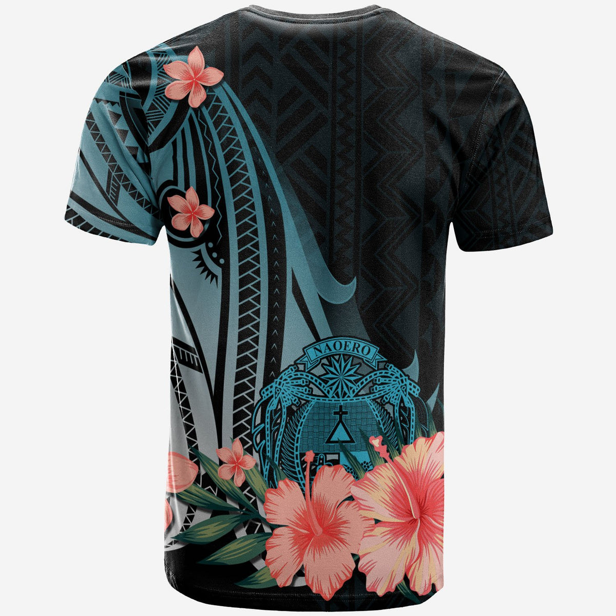 Nauru T Shirt Turquoise Polynesian Hibiscus Pattern Style - Polynesian Pride