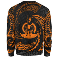 Vanuatu Polynesian Sweater - Orange Tribal Wave - Polynesian Pride