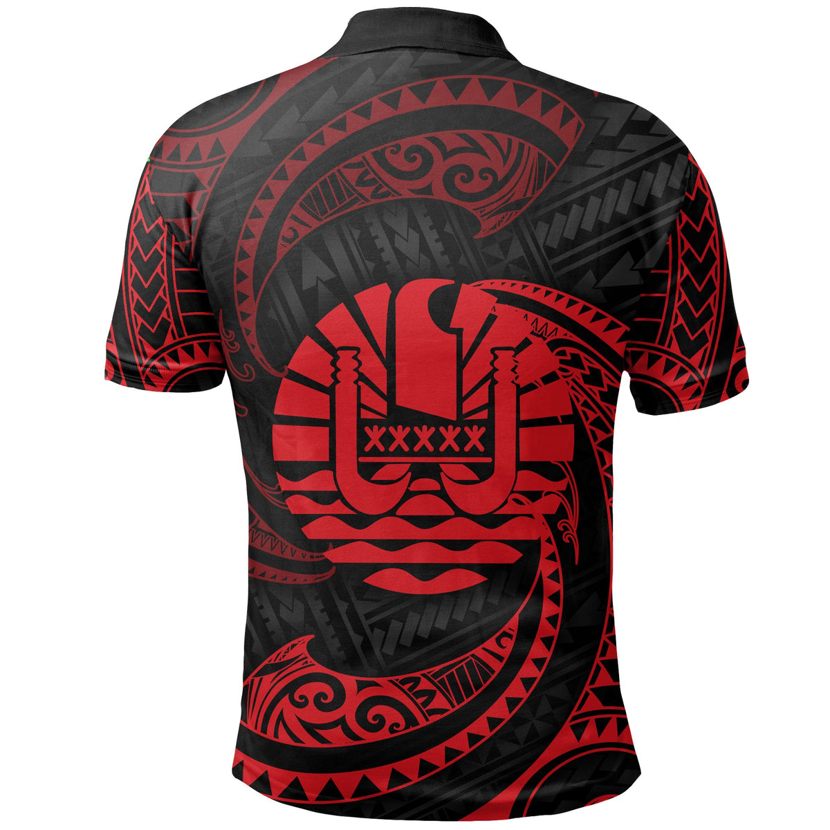 Tahiti Polynesian Custom Polo Shirt Red Tribal Wave - Polynesian Pride
