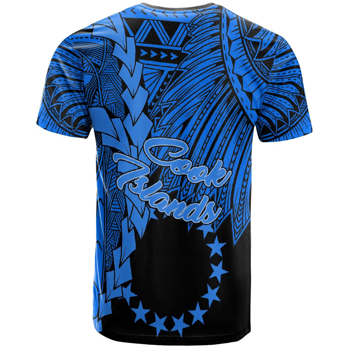 Cook Islands T Shirt Tribal Wave Tattoo Blue - Polynesian Pride