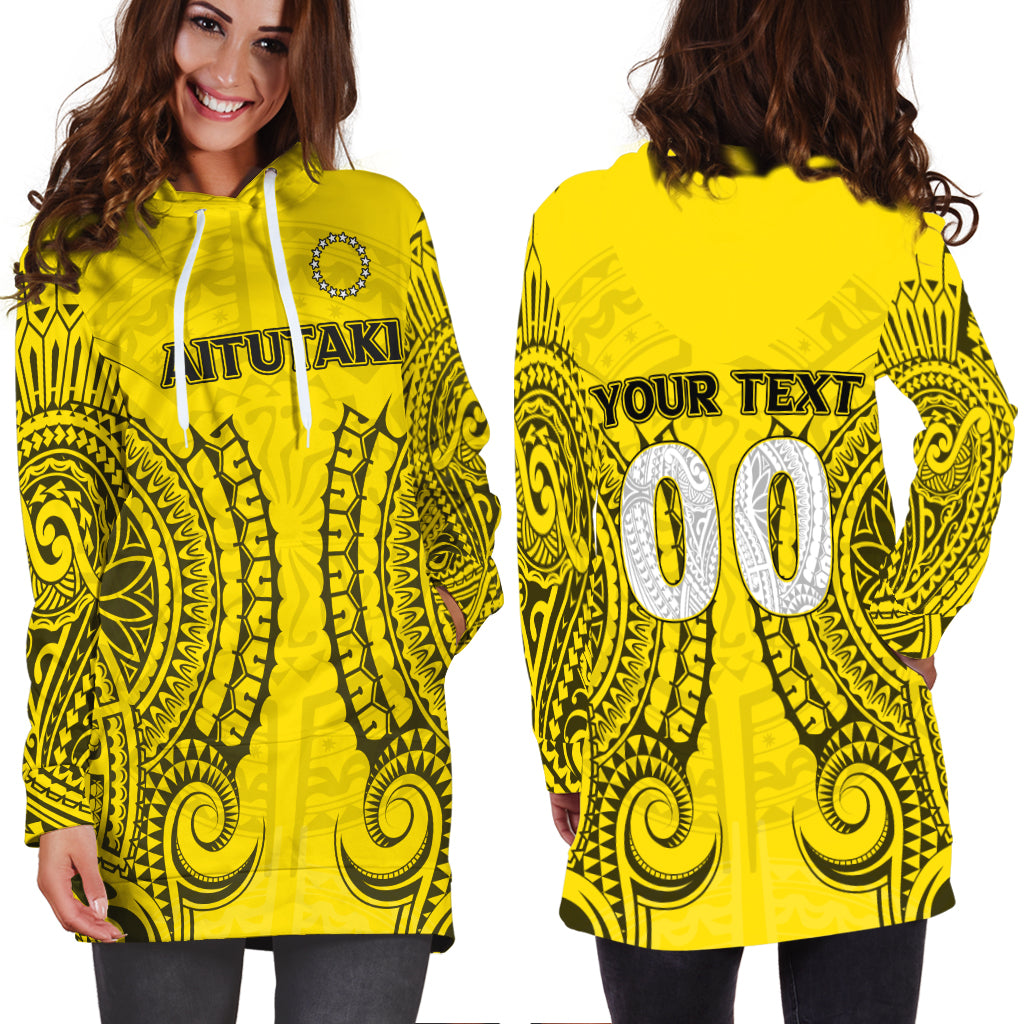 (Custom Personalised) Cook Islands Aitutaki Hoodie Dress - Tribal Pattern - LT12 - Polynesian Pride
