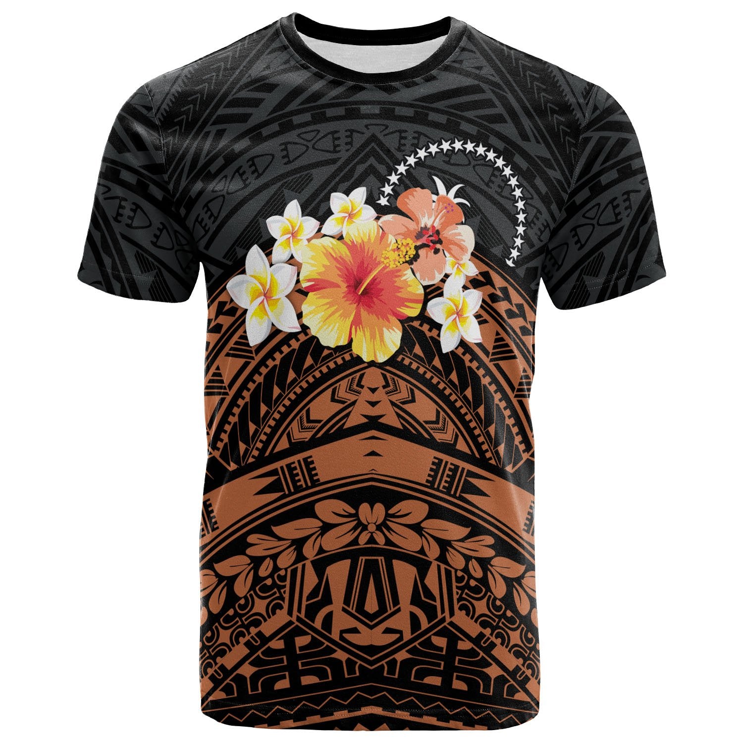 Chuuk Custom T Shirt Tribal Pattern Hibiscus Unisex Black - Polynesian Pride