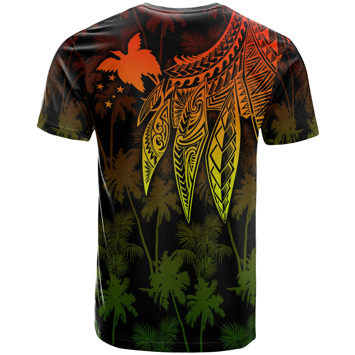 Papua New Guinea Custom T Shirt Polynesian Wings (Reggae) - Polynesian Pride
