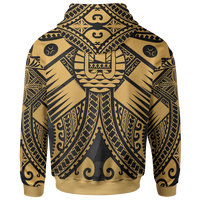 Tahiti Zip up Hoodie Gold Seal with Polynesian Tattoo - Polynesian Pride