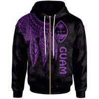 Guam Zip up Hoodie Polynesian Wings (Purple) Unisex Purple - Polynesian Pride
