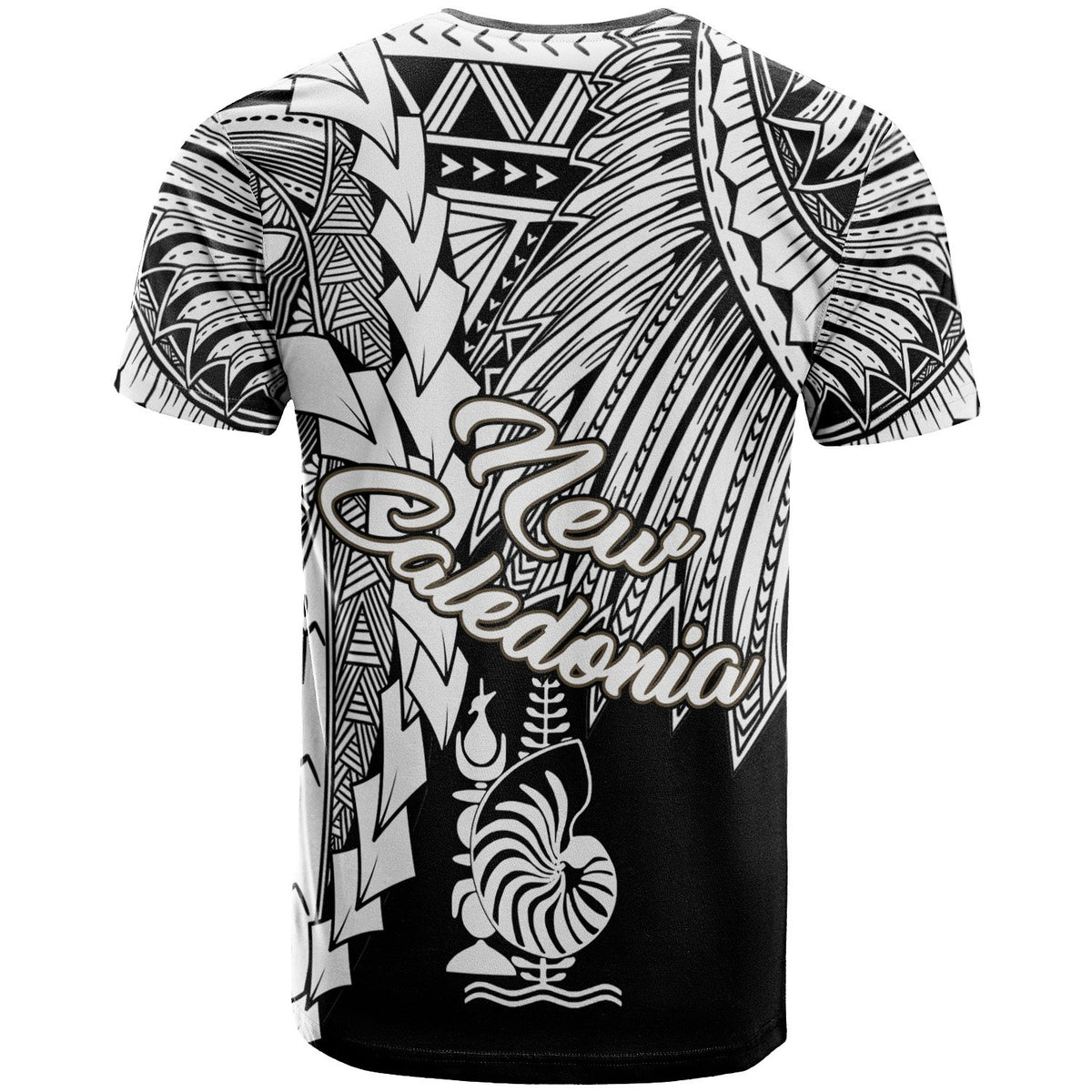 New Caledonia Polynesian T Shirt Tribal Wave Tattoo White - Polynesian Pride