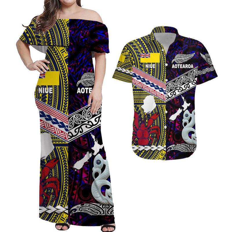 Polynesian Matching Hawaiian Shirt and Dress New Zealand Niue Together Purple LT8 Purple - Polynesian Pride