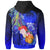 Fsm Hoodie Humpback Whale with Tropical Flowers (Blue) - Polynesian Pride