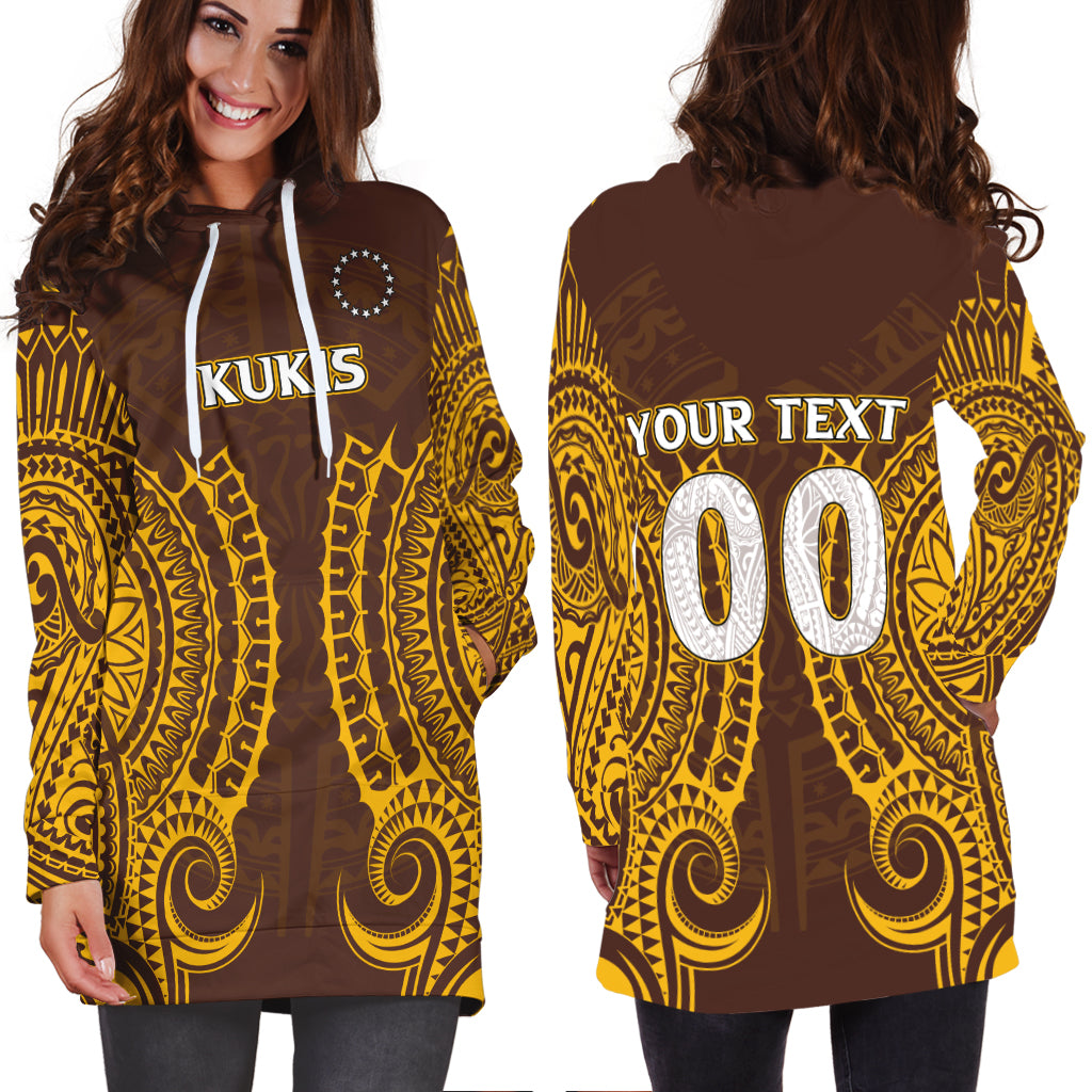 (Custom Personalised) Cook Islands Kukis Hoodie Dress - Tribal Pattern - LT12 - Polynesian Pride