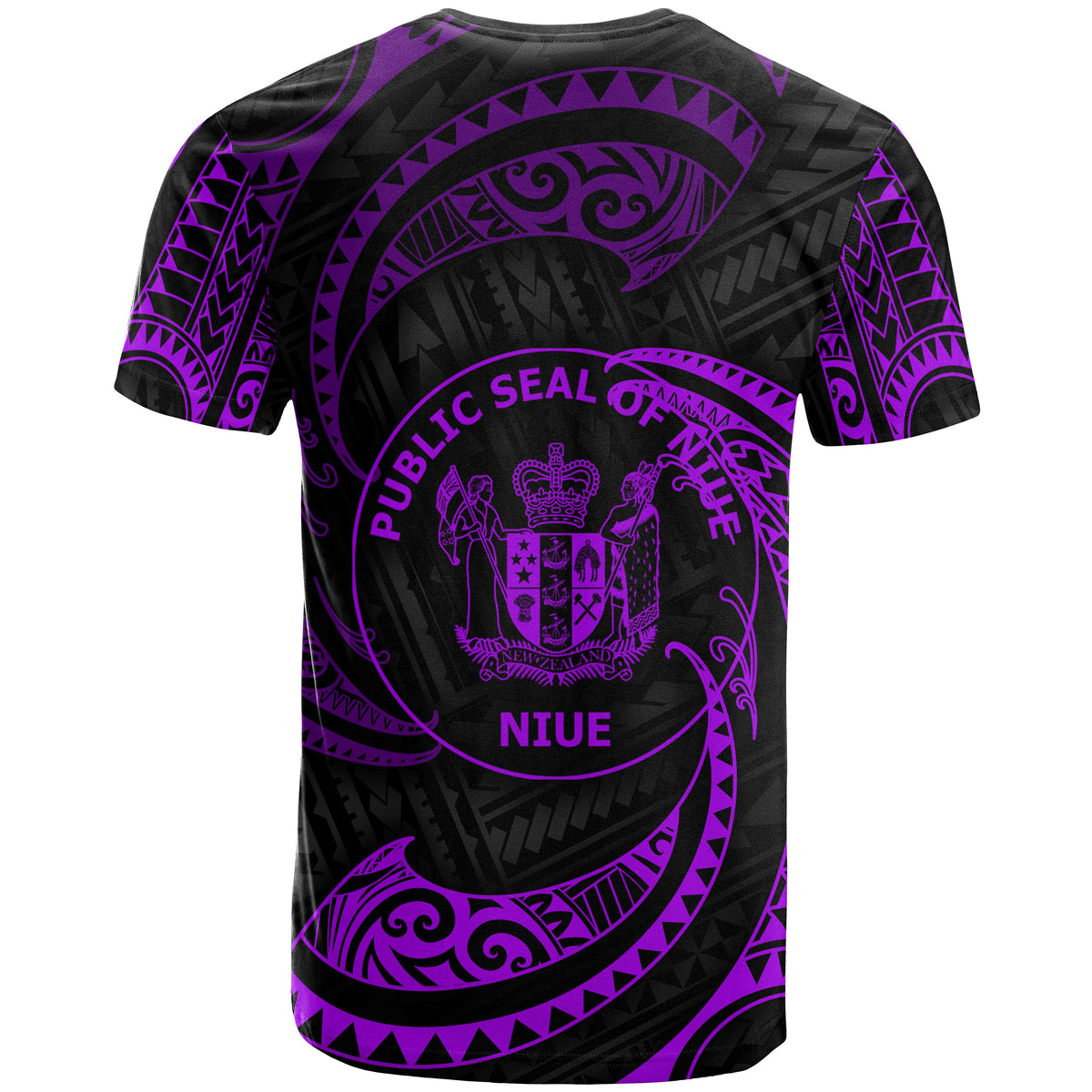 Niue Polynesian Custom T Shirt Purple Tribal Wave - Polynesian Pride