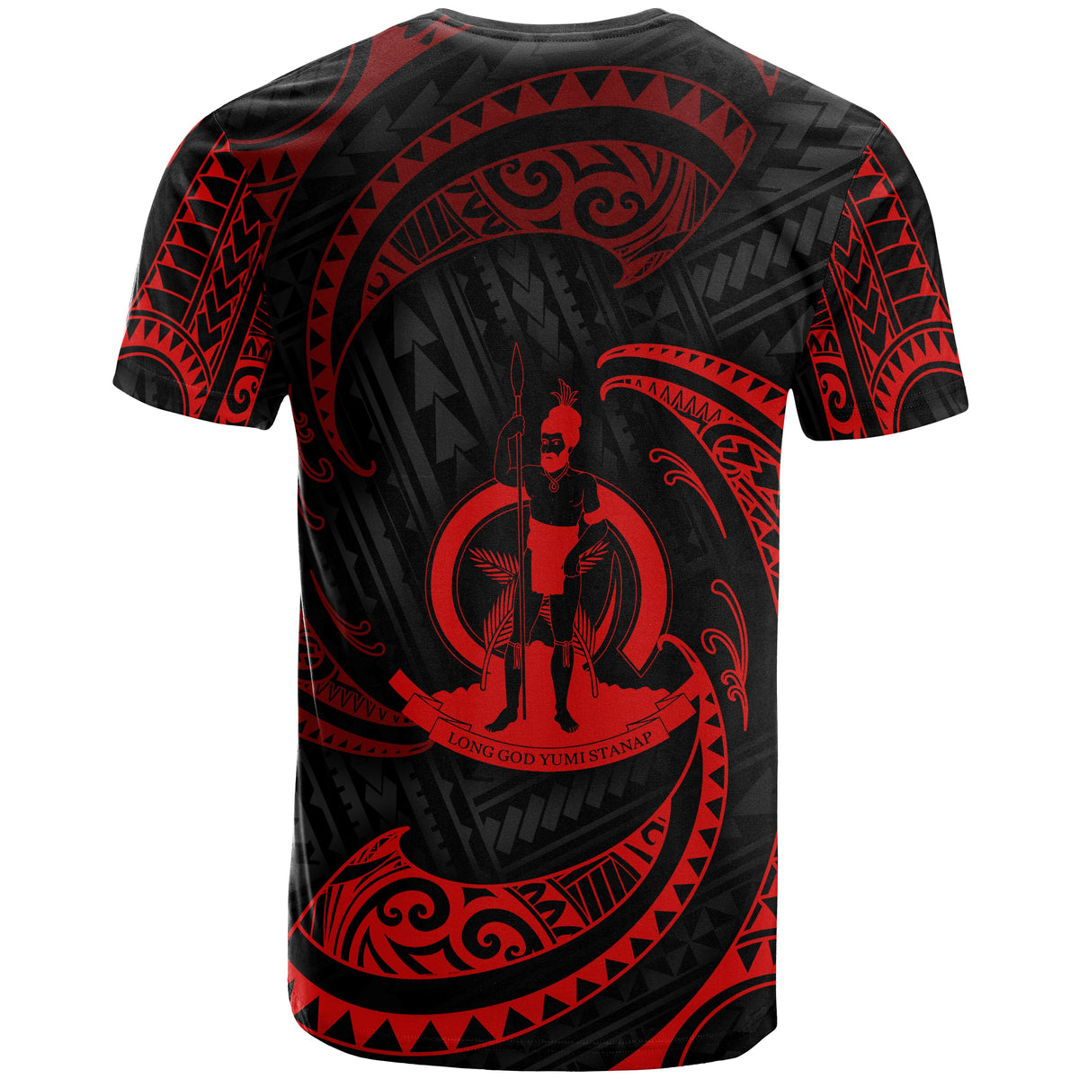 Vanuatu Polynesian Custom T Shirt Red Tribal Wave - Polynesian Pride