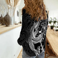 Polynesian Shark Tattoo Hawaii Tribal Women Casual Shirt - LT12 - Polynesian Pride