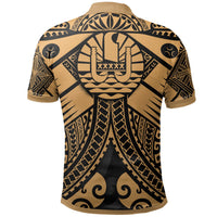 Tahiti Polo Shirt Gold Seal with Polynesian Tattoo - Polynesian Pride