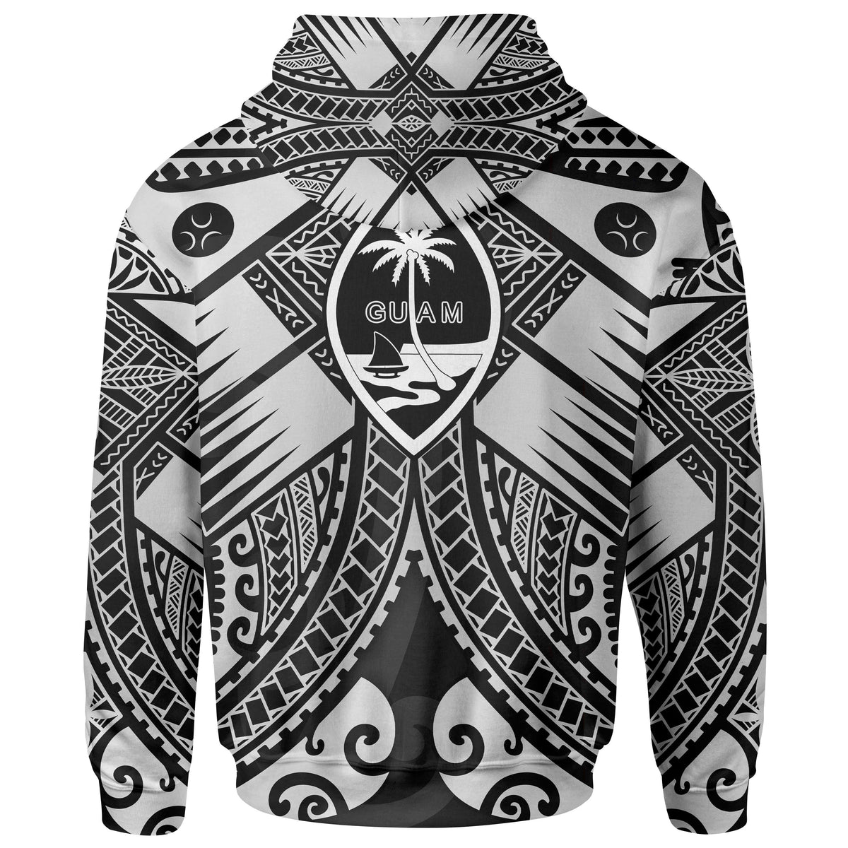 Guam Polynesian Zip up Hoodie Guam White Seal with Polynesian Tattoo Ver 01 - Polynesian Pride