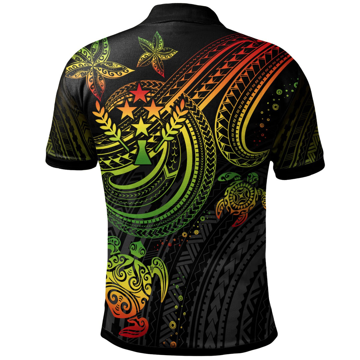 Kosrae Custom Polo Shirt Reggae Turtle - Polynesian Pride