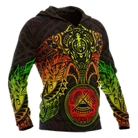 American Samoa Polynesian Hoodie Reggae Turtle Manta Ray - Polynesian Pride