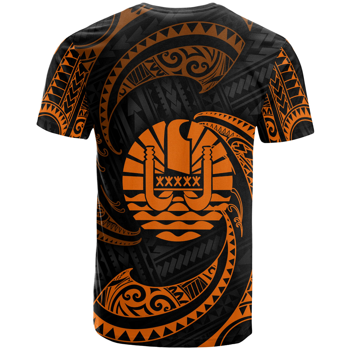 Tahiti Polynesian Custom T Shirt Orange Tribal Wave - Polynesian Pride