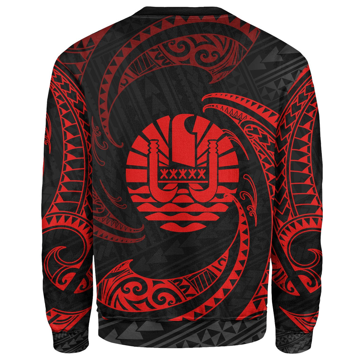 Tahiti Polynesian Custom Personalised Sweater - Red Tribal Wave - Polynesian Pride