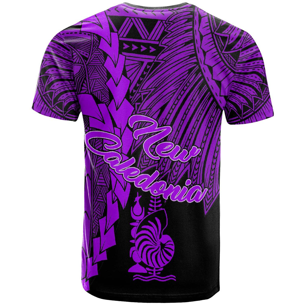 New Caledonia Polynesian T Shirt Tribal Wave Tattoo Purple - Polynesian Pride
