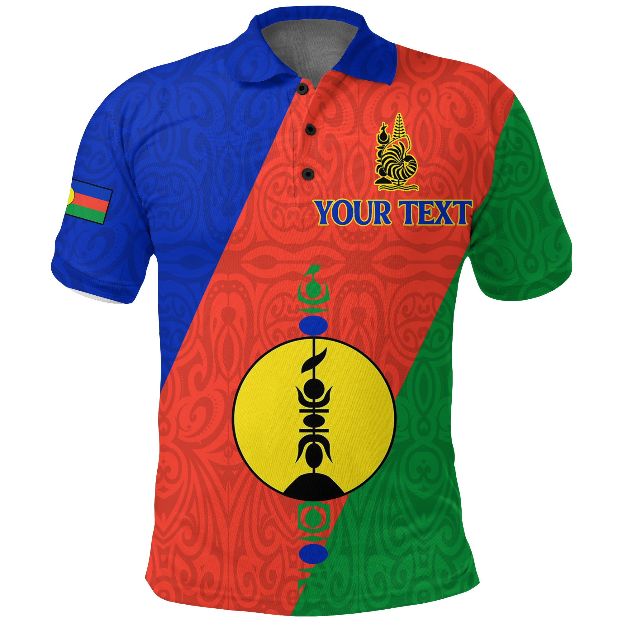 Custom New Caledonia Polo Shirt Flag Style LT12 Unisex Red - Polynesian Pride