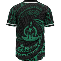 Vanuatu Polynesian Baseball Shirt - Green Tribal Wave - Polynesian Pride
