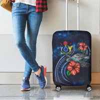 Cook Islands Polynesian Luggage Cover - Blue Turtle Hibiscus - Polynesian Pride