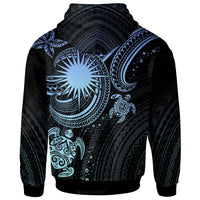 Marshall Islands Custom Zip up Hoodie Blue Turtle - Polynesian Pride
