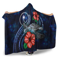 Chuuk Polynesian Hooded Blanket - Blue Turtle Hibiscus - Polynesian Pride