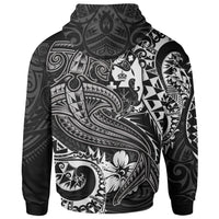 Tonga Zip up Hoodie White Shark Polynesian Tattoo - Polynesian Pride