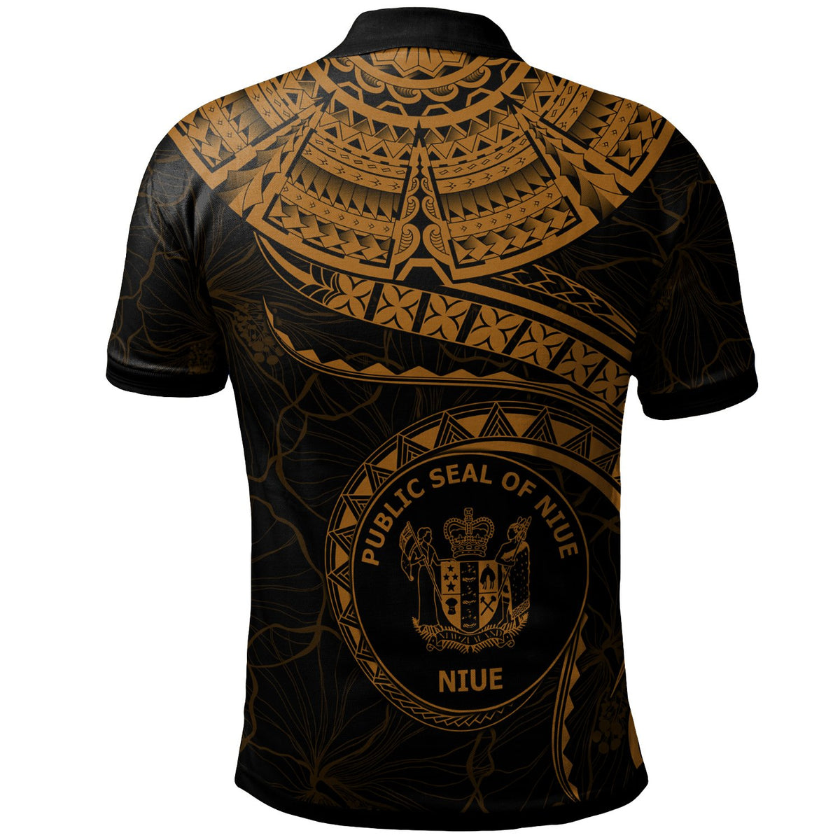 Niue Polynesian Custom Polo Shirt Niue Waves (Golden) - Polynesian Pride