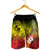 Tonga Men's Shorts - Humpback Whale with Tropical Flowers (Yellow) - Polynesian Pride