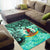 Vanuatu Area Rug - Vintage Floral Pattern Green Color - Polynesian Pride
