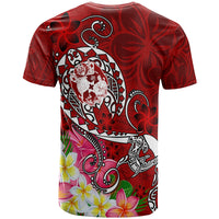 Tonga T Shirt Turtle Plumeria (RED) - Polynesian Pride
