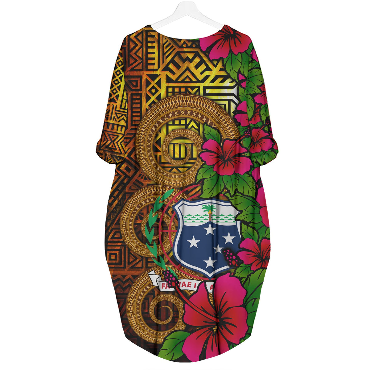 Samoa Polynesian Batwing Pocket Dress - Hibiscus Vintage - Polynesian Pride