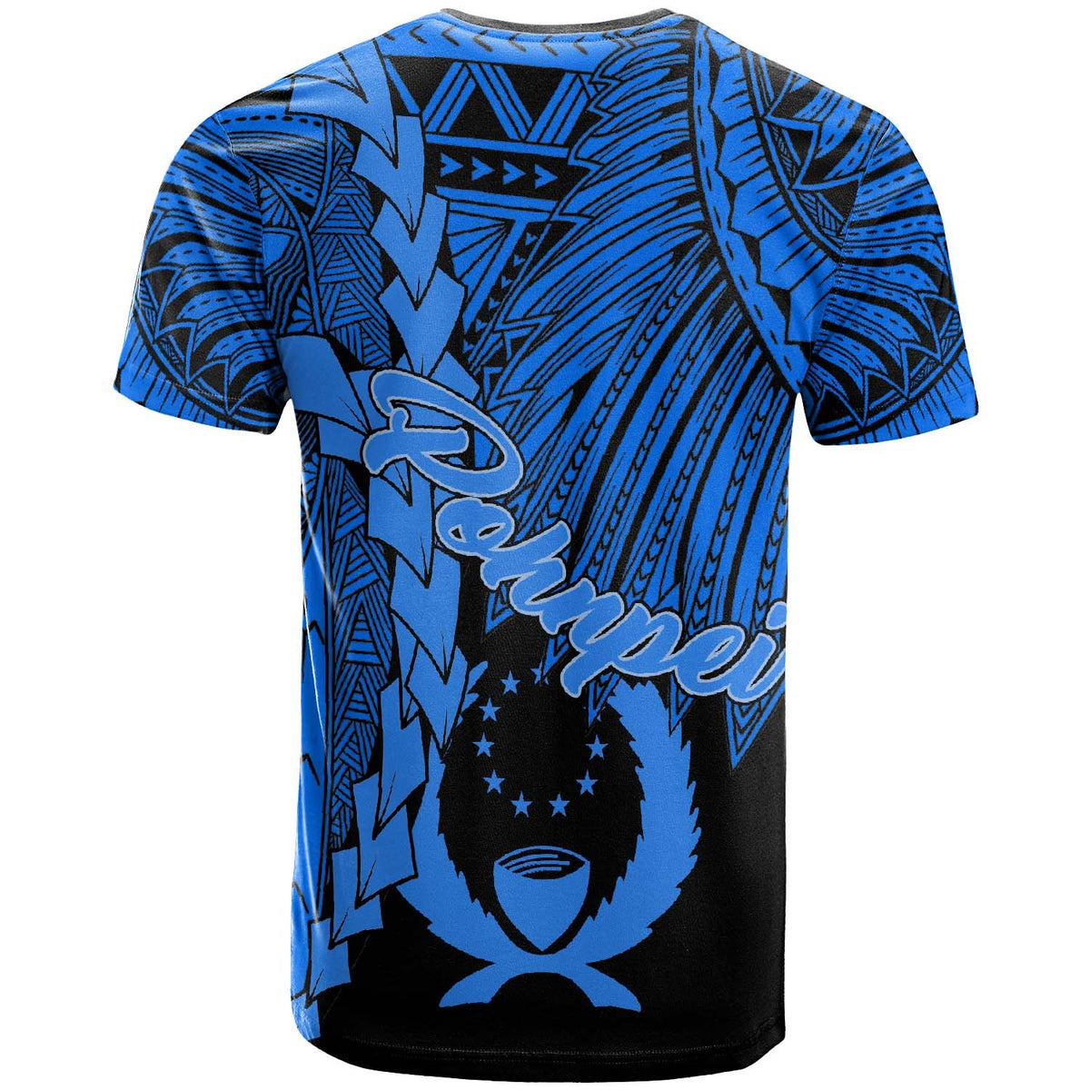 Pohnpei Micronesia T Shirt Tribal Wave Tattoo Blue - Polynesian Pride