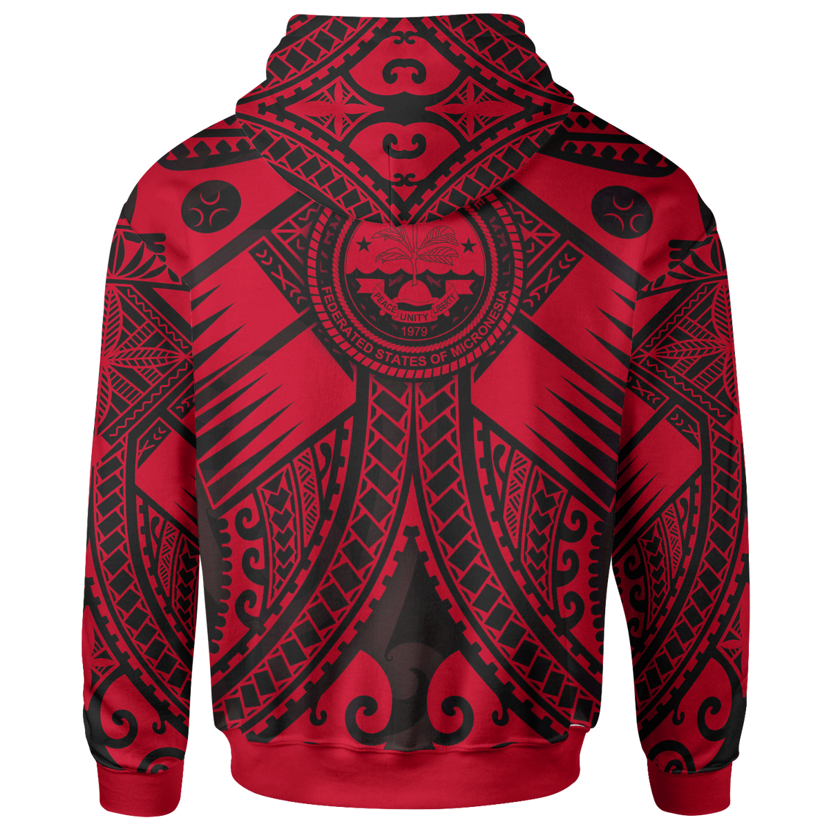 FSM Zip up Hoodie Red Seal with Polynesian Tattoo - Polynesian Pride