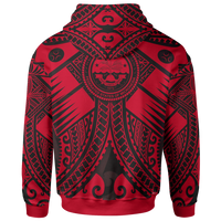 FSM Zip up Hoodie Red Seal with Polynesian Tattoo - Polynesian Pride