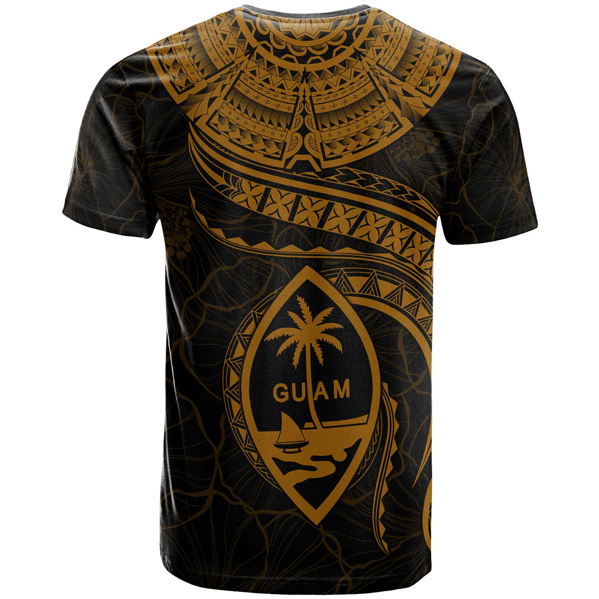 Guam Polynesian T Shirt Guam Waves (Golden) - Polynesian Pride