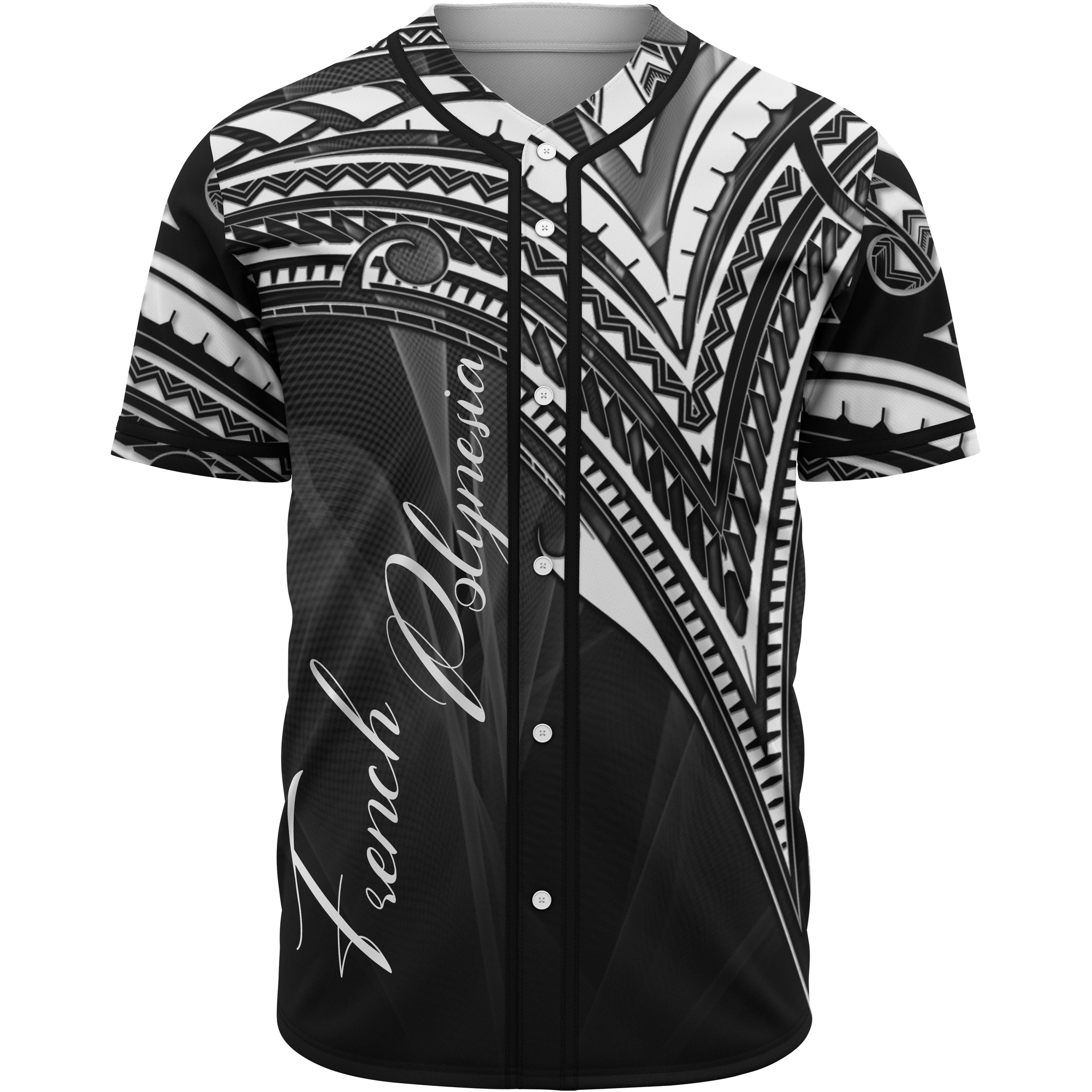 French Polynesia Baseball Shirt - White Color Cross Style Unisex Black - Polynesian Pride